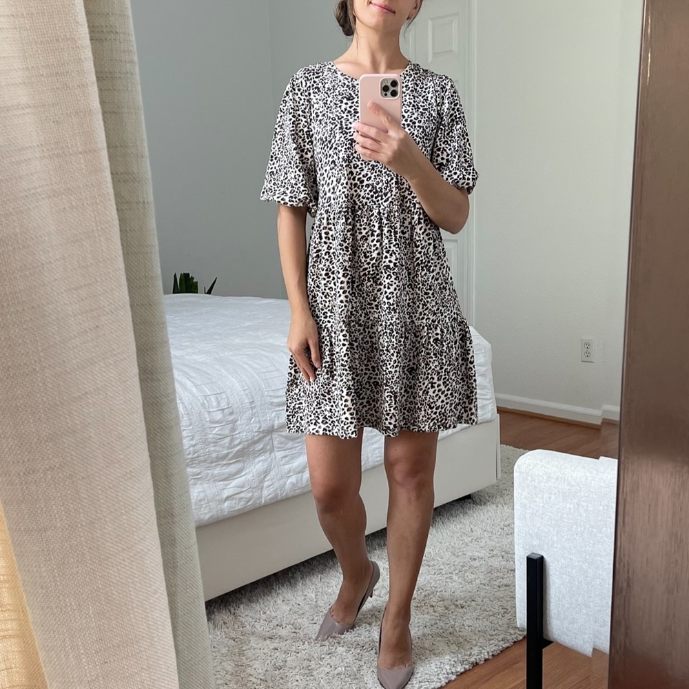 Puff sleeve cotton dress